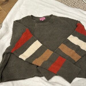 Mi Ami for Francesca’s Multicolor Striped Sleeve Sweater